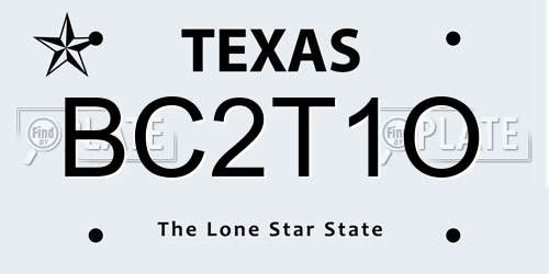 BC2T1O Texas License Plate