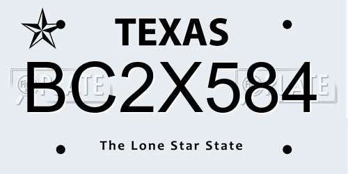 BC2X584 Texas License Plate