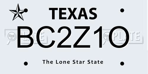 BC2Z1O Texas License Plate