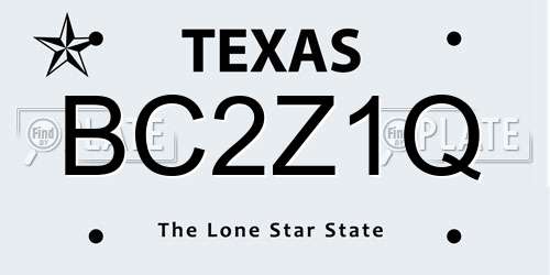 BC2Z1Q Texas License Plate
