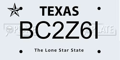 BC2Z6I Texas License Plate