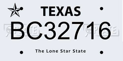 BC32716 Texas License Plate