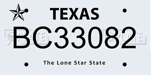 BC33082 Texas License Plate