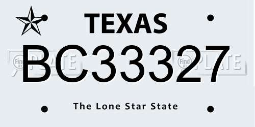 BC33327 Texas License Plate