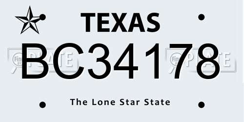 BC34178 Texas License Plate
