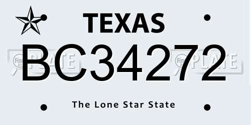 BC34272 Texas License Plate