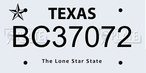 BC37072 Texas License Plate