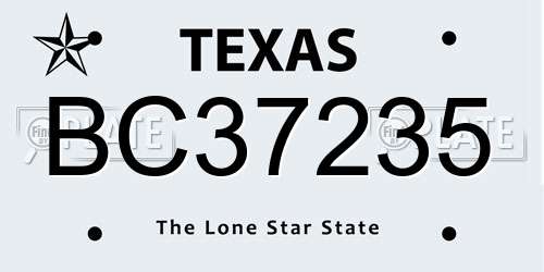 BC37235 Texas License Plate