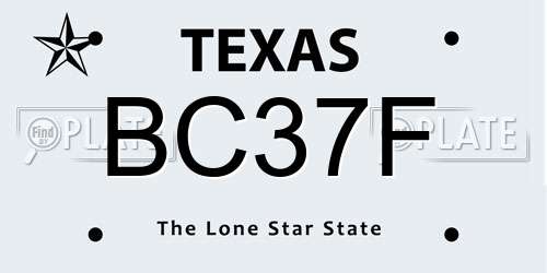 BC37F Texas License Plate