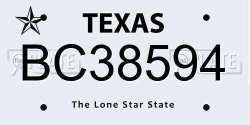 BC38594 Texas License Plate