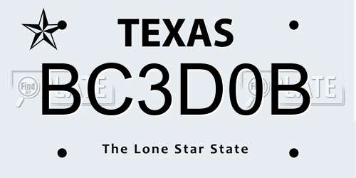 BC3D0B Texas License Plate