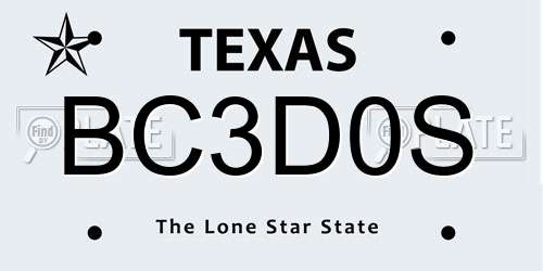 BC3D0S Texas License Plate
