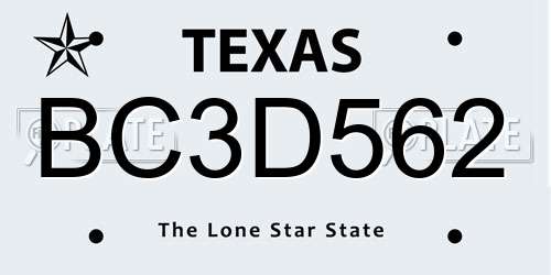 BC3D562 Texas License Plate