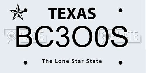 BC3O0S Texas License Plate