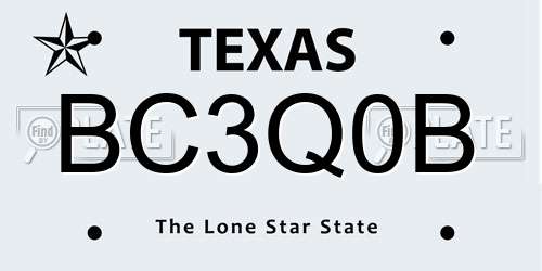 BC3Q0B Texas License Plate