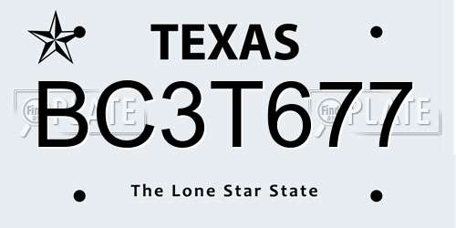 BC3T677 Texas License Plate