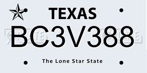BC3V388 Texas License Plate