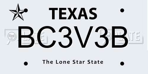 BC3V3B Texas License Plate