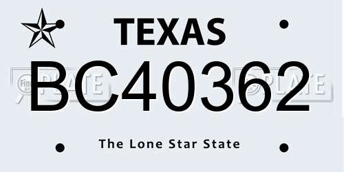 BC40362 Texas License Plate