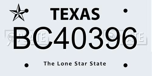 BC40396 Texas License Plate