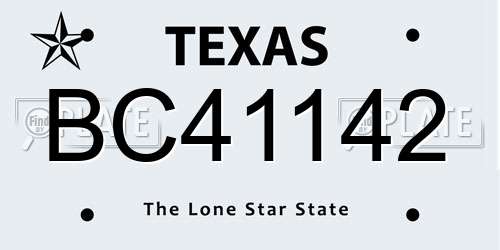 BC41142 Texas License Plate