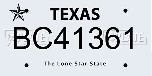 BC41361 Texas License Plate