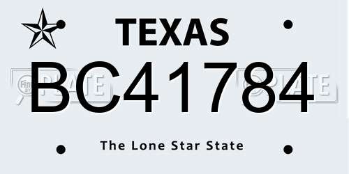 BC41784 Texas License Plate
