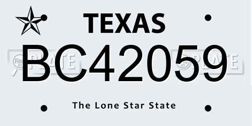 BC42059 Texas License Plate
