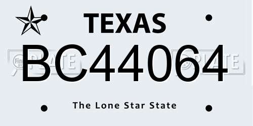 BC44064 Texas License Plate