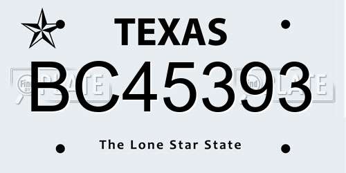 BC45393 Texas License Plate