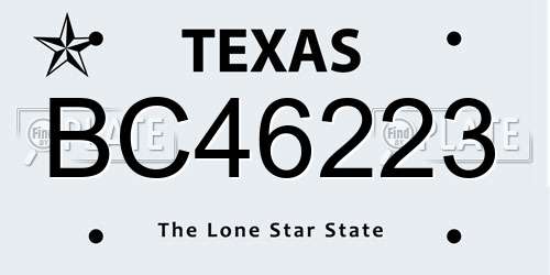 BC46223 Texas License Plate