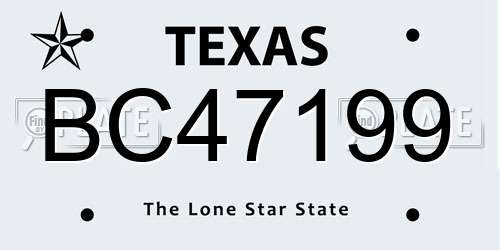 BC47199 Texas License Plate