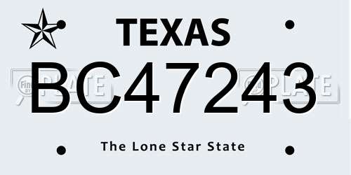 BC47243 Texas License Plate