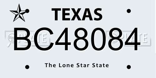 BC48084 Texas License Plate