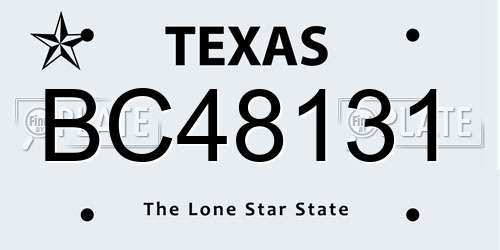 BC48131 Texas License Plate