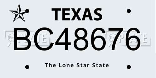 BC48676 Texas License Plate