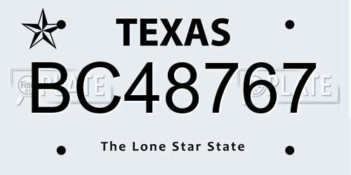 BC48767 Texas License Plate