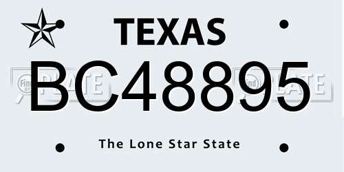 BC48895 Texas License Plate