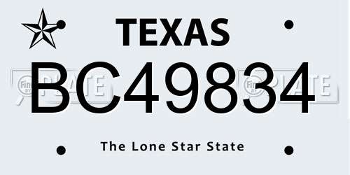 BC49834 Texas License Plate