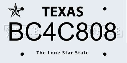 BC4C808 Texas License Plate
