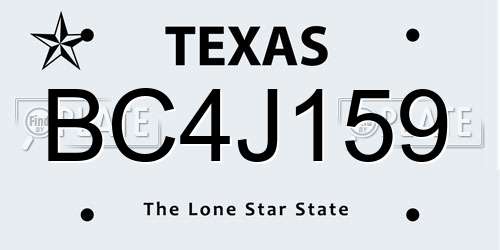 BC4J159 Texas License Plate