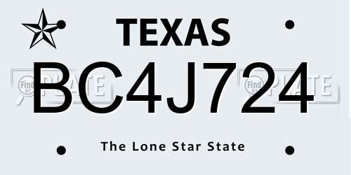 BC4J724 Texas License Plate