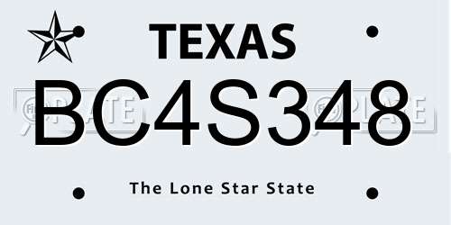 BC4S348 Texas License Plate
