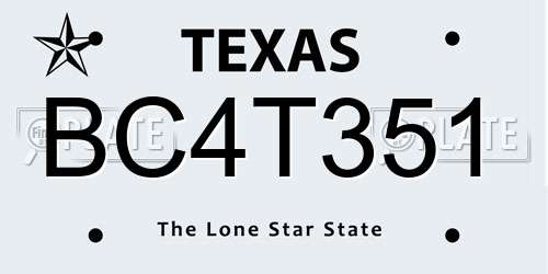 BC4T351 Texas License Plate