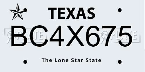 BC4X675 Texas License Plate