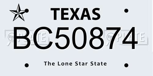 BC50874 Texas License Plate