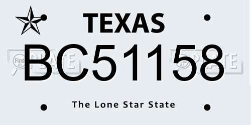 BC51158 Texas License Plate