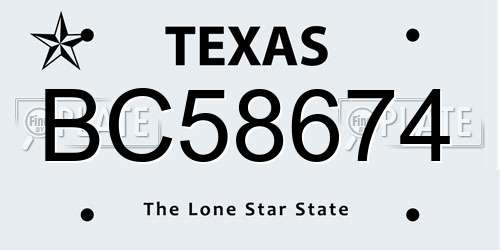 BC58674 Texas License Plate