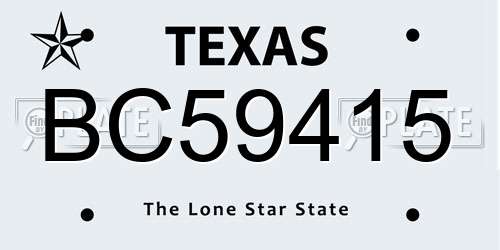 BC59415 Texas License Plate