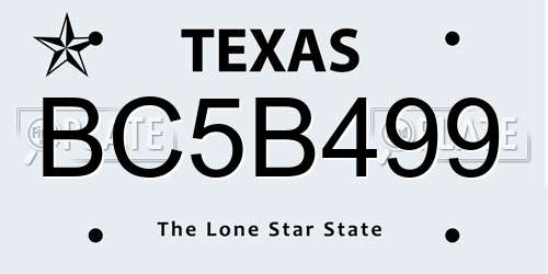 BC5B499 Texas License Plate